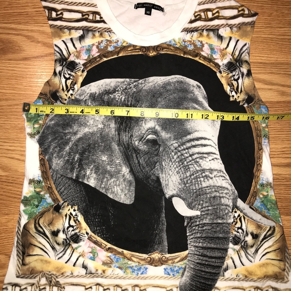 Brocade elephant chain scarf muscle Shirt XS S - Picture 3 of 8
